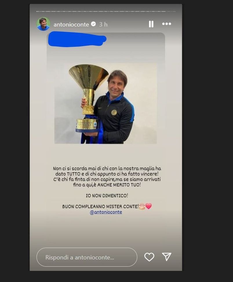 Conte condivide gli auguri di una tifosa Inter: “Qui anche per merito tuo”- immagine 3