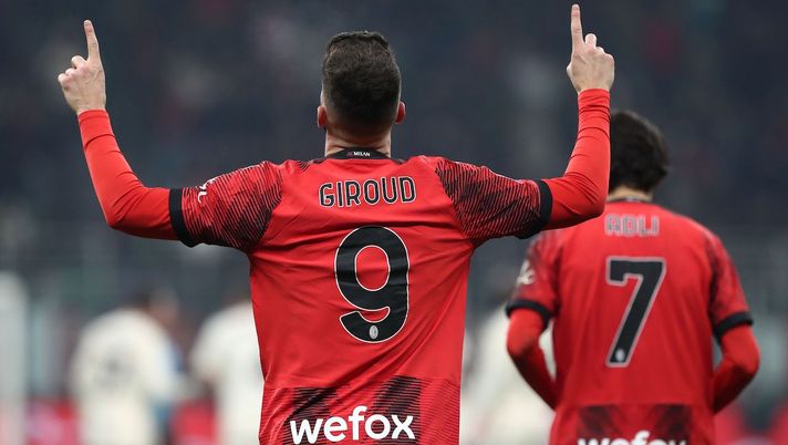 esultanza gol Olivier Giroud AC Milan Milan-Roma 3-1 Serie A 2023-2024