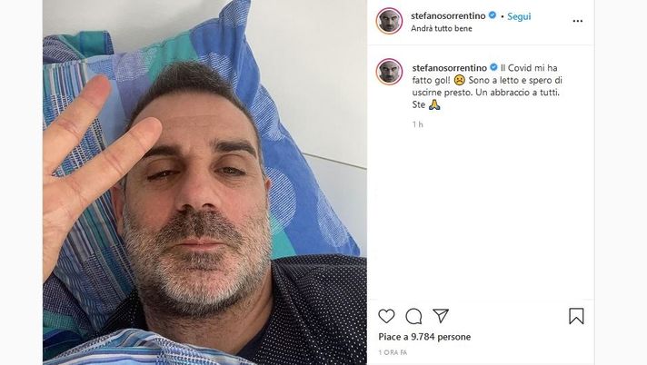 Covid, l’ex portiere Stefano Sorrentino annuncia di essere positivo - immagine 1