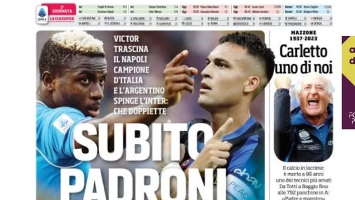 EDICOLA / CdS: Lautaro e Osimhen subito padroni, si prendono la scena - immagine 1
