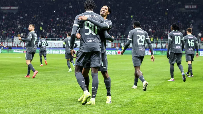 esultanza gol Tammy Abraham AC Milan Milan-Stella Rossa 2-1 Champions League 2024-2025