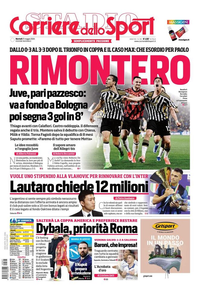 EDICOLA / CdS: Lautaro chiede 12 mln per il rinnovo. L’Inter arriva a 10 con i bonus EDICOLA / CdS: Lautaro chiede 12 mln per il rinnovo. L’Inter arriva a 10 con i bonus - immagine 1