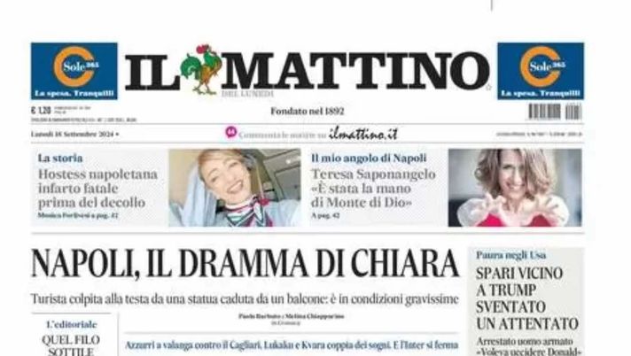 prima pagina il mattino oggi
