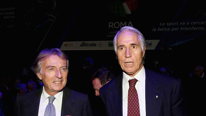 ROME, ITALY - FEBRUARY 17: (L-R) Rome 2024 Committee President Luca Cordero di Montezemolo and Italian Olympic Committee (CONI) President Giovanni Malago' pose before the unveiling Rome's bid for the 2024 Summer Olympic Games at Palazzo dei Congressi in Rome, Italy. (Photo by Paolo Bruno/Getty Images) Cor Bo – Montezemolo: “Questa squadra sta andando oltre le migliori aspettative, la società è ineccepibile”- immagine 1
