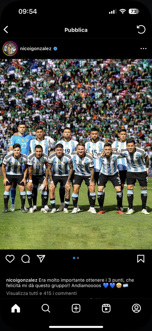 Nico e la gioia sui social: “Che bello far parte dell’Argentina” - immagine 1