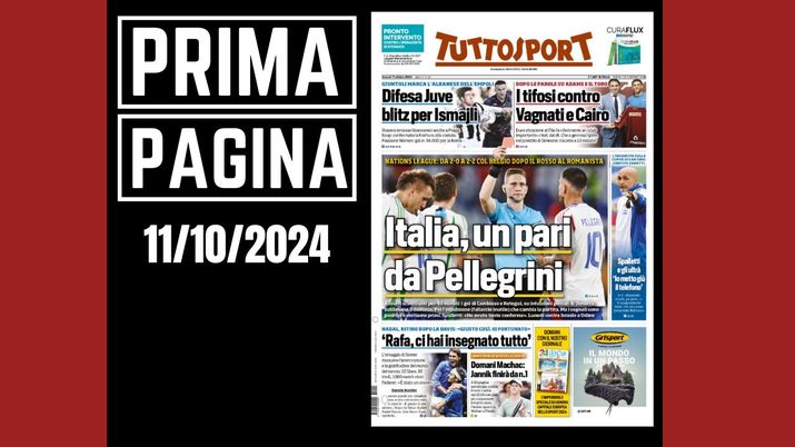 Prima pagina Tuttosport: Italia un pari da Pellegrini