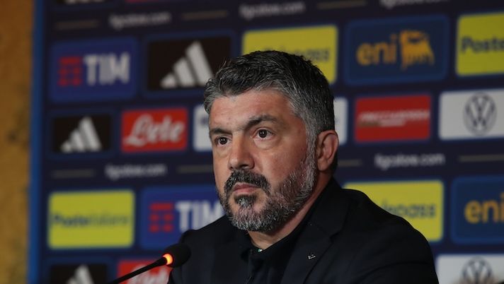 ROME, ITALY - JUNE 19: The Italy new head coach Gennaro Gattuso attends the press conference at Hotel Parco dei Principi on June 19, 2025 in Rome, Italy. (Photo by Paolo Bruno/Getty Images) Gattuso: “Scamacca domani titolare, gli manca minutaggio! Farò tanti cambi, ringrazio Barella e Bastoni” - immagine 1