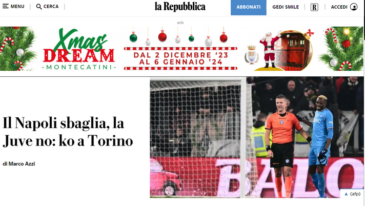 Il Napoli sbaglia, la Juve no: ko a Torino - immagine 1