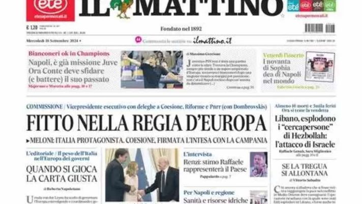 prima pagina il mattino oggi