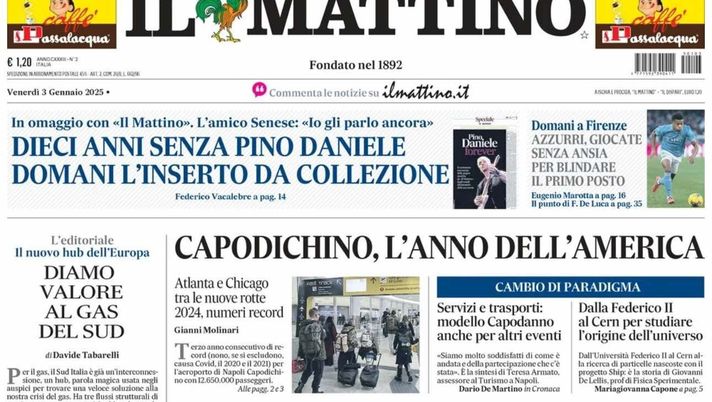 PRIMA PAGINA IL MATTINO OGGI: “Azzurri, giocate senza ansia per blindare il primo posto” prima pagina il mattino oggi