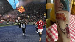 Roma, l’esultanza di Mancini con la bandiera al derby diventa un tatuaggio – FOTO