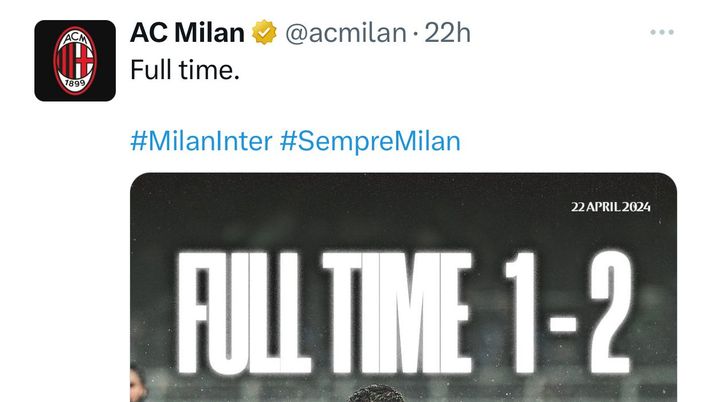 Derby scudetto, Milan ancora sotto choc: ultimo tweet di 22 ore fa, poi solo silenzio - immagine 1