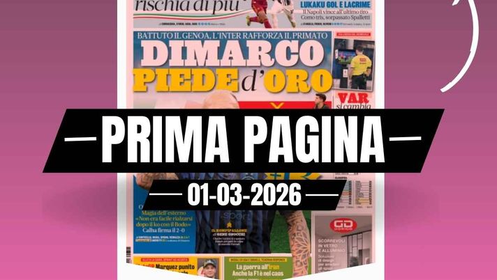 Prima pagina Gazzetta dello Sport: 'Milan d'assalto in attesa del derby. A un passo André'