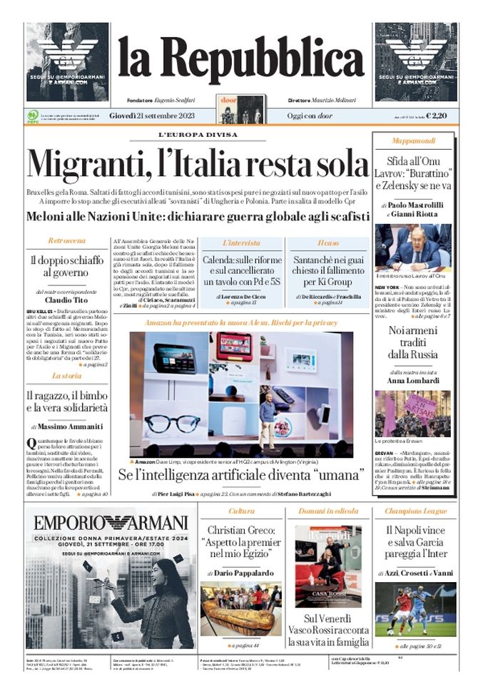 IL NAPOLI SUI MEDIA – Le prime pagine dei giornali di oggi 21 settembre 2023- immagine 2