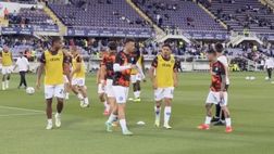 Tutto pronto al Franchi: il Napoli scende in campo per il riscaldamento