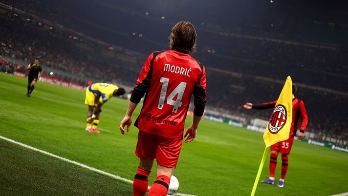 MILAN, ITALY - FEBRUARY 22: Luka Modric of AC Milan looks on during the Serie A match between AC Milan and Parma Calcio 1913 at Giuseppe Meazza Stadium on February 22, 2026 in Milan, Italy. (Photo by Giuseppe Cottini/AC Milan via Getty Images) milan-rallentamento-risultati-classifica-como-parma