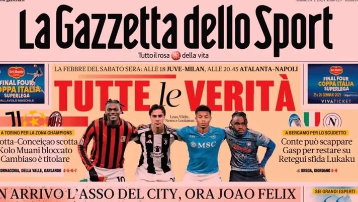 PRIMA PAGINA GAZZETTA DELLO SPORT OGGI: “Inzaghi al rinnovo, ci metto la firma”