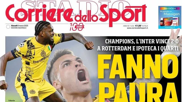 prima pagina corriere dello sport oggi