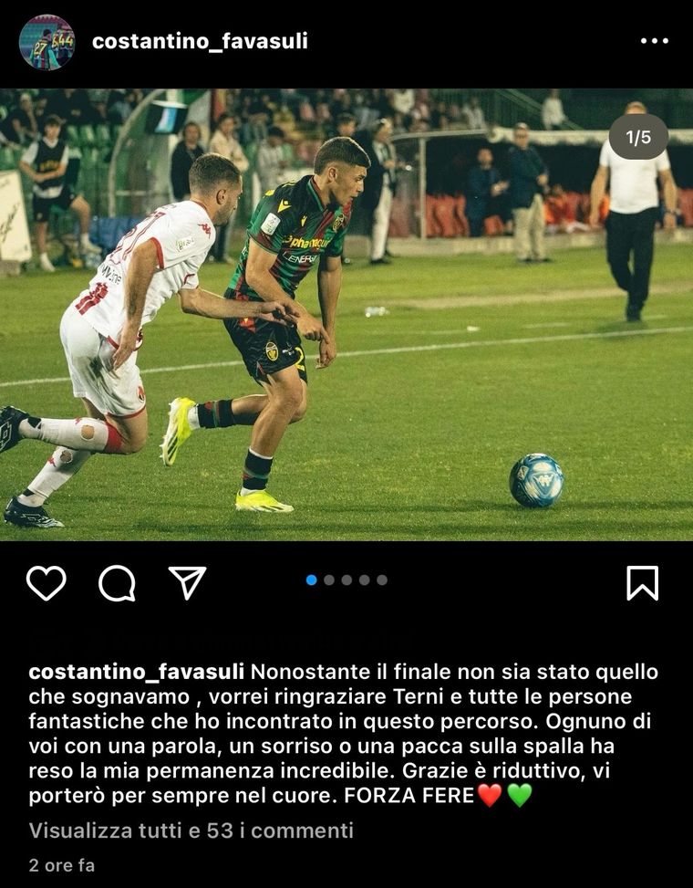 FOTO – Favasuli saluta la Ternana: “Vi porterò sempre nel cuore”- immagine 2