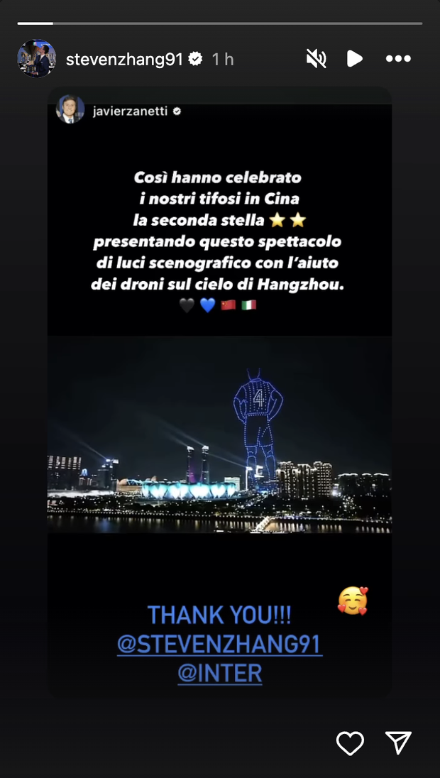Spettacolo di luci in Cina per la seconda stella dell’Inter: Zanetti ringrazia Zhang e lui…- immagine 2