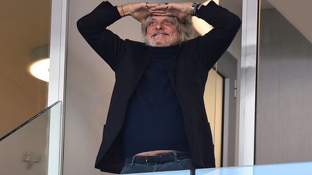GENOA, ITALY - NOVEMBER 22: Massimo Ferrero President of UC Sampdoria during the Serie A match between UC Sampdoria and Bologna FC at Stadio Luigi Ferraris on November 22, 2020 in Genoa, Italy. (Photo by Paolo Rattini/Getty Images)