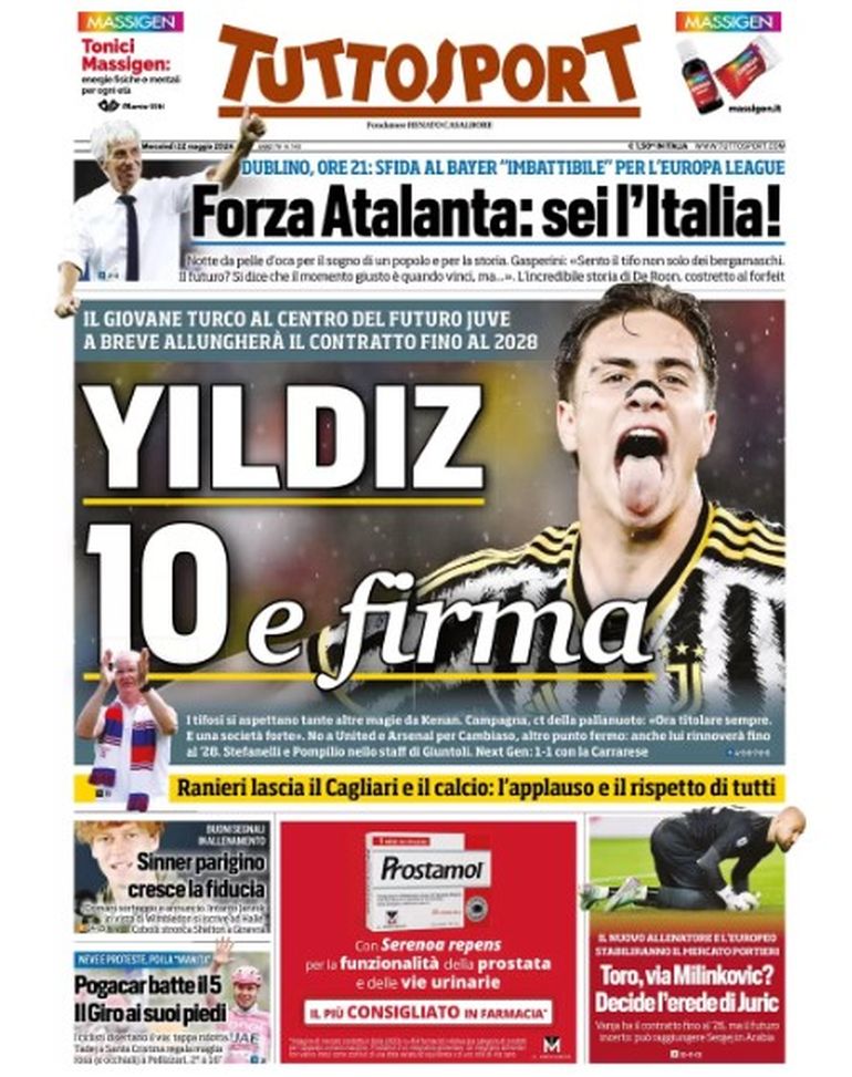 EDICOLA / TS: Juve, per Yldiz 10 e firma. Atalanta: sei l’Italia. Ranieri lascia il calcio EDICOLA / TS: Juve, per Yldiz 10 e firma. Atalanta: sei l’Italia. Ranieri lascia il calcio - immagine 1