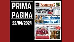 Prima pagina Tuttosport: derby Milan-Inter. Scudetto con le spine