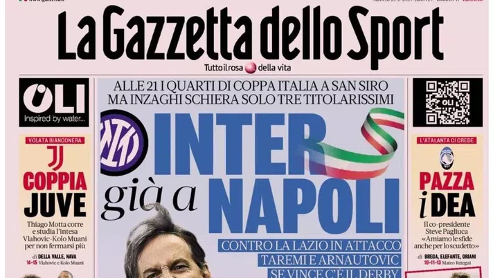 PRIMA PAGINA GAZZETTA DELLO SPORT OGGI: “Inzaghi al rinnovo, ci metto la firma”