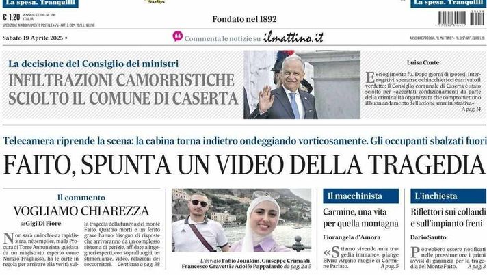 prima pagina il mattino oggi