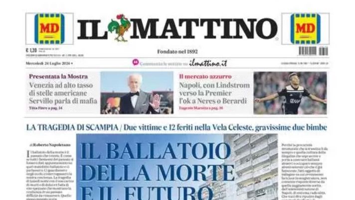 PRIMA PAGINA IL MATTINO OGGI: “Lindstrom verso la Premier, ok a Neres o Berardi” prima pagina il mattino oggi