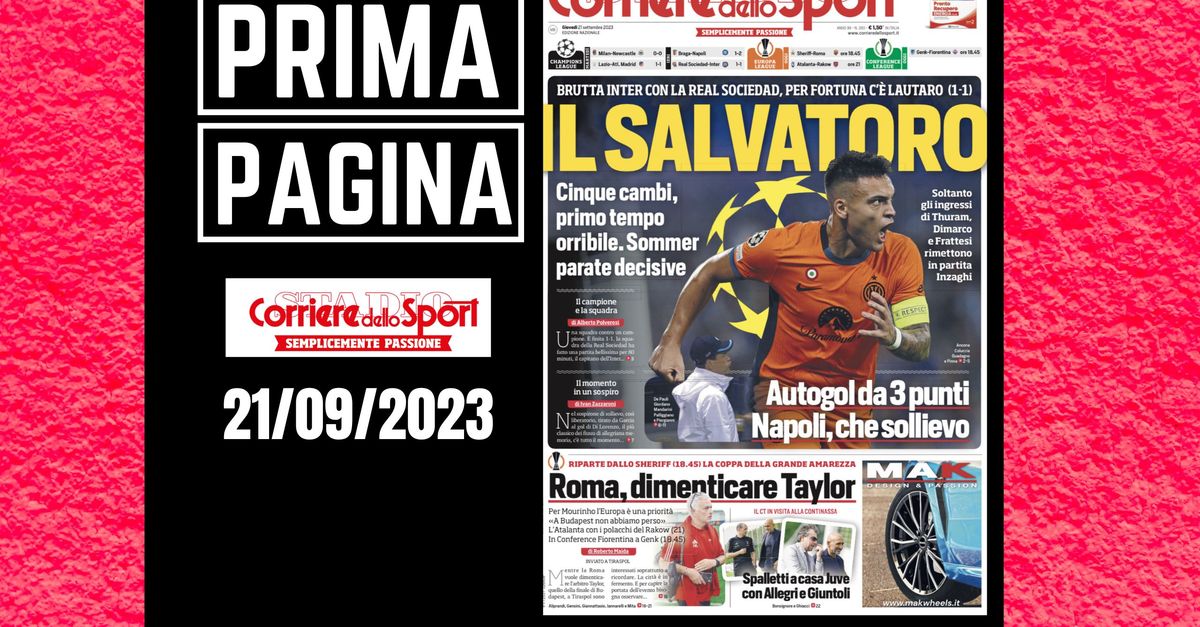 Prima pagina Corriere dello Sport: “Il SalvaToro”