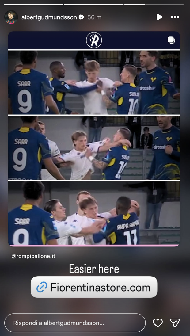Rissa in Verona-Fiorentina, Gudmundsson sfotte Suslov: “Prendi qui la maglia” – FOTO- immagine 2