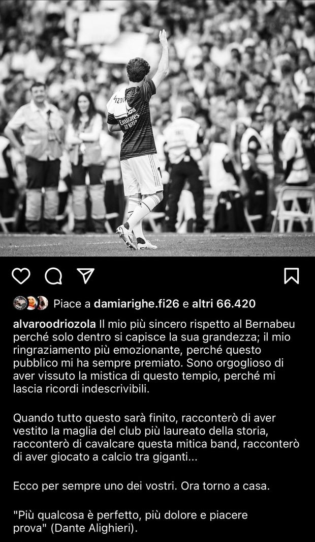 Odriozola lascia il Real, ma non dimentica Firenze. L’addio citando Dante- immagine 2