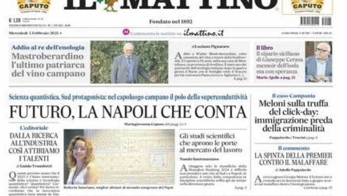 prima pagina il mattino oggi