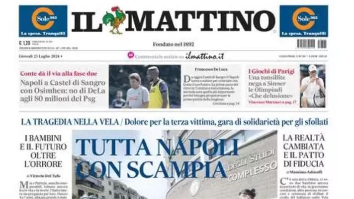 prima pagina il mattino oggi