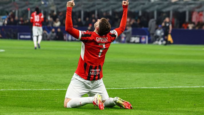 esultanza gol Santiago Giménez AC Milan Milan-Feyenoord 1-1 Champions League 2024-2025