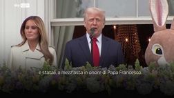 VIDEO / Trump ricorda Papa Francesco con un coniglio accanto: è polemica