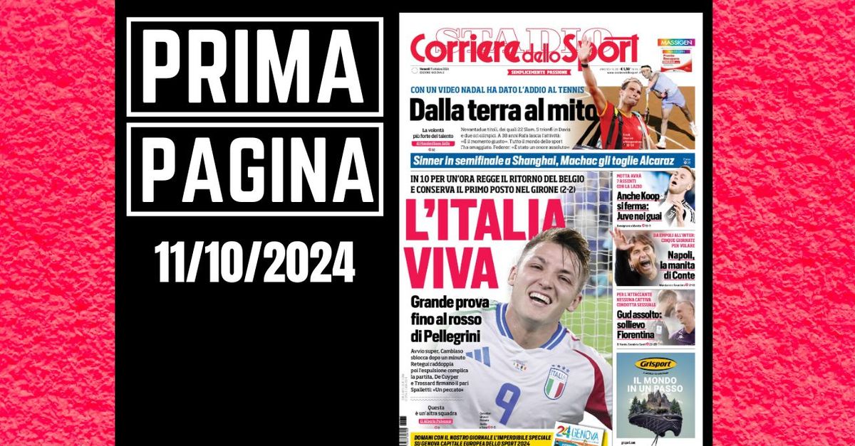 Prima pagina Corriere dello Sport: Italia viva. Grande prova fino al rosso