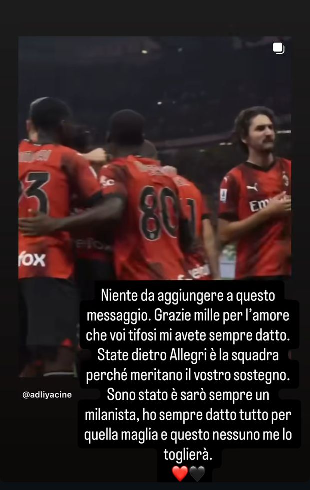 Il messaggio d’addio di Adli: “State dietro ad Allegri e al Milan, se lo meritano”- immagine 2