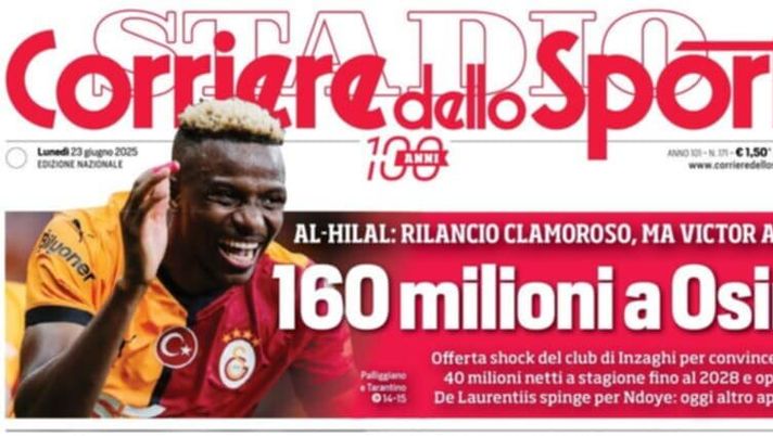 prima pagina corriere dello sport oggi