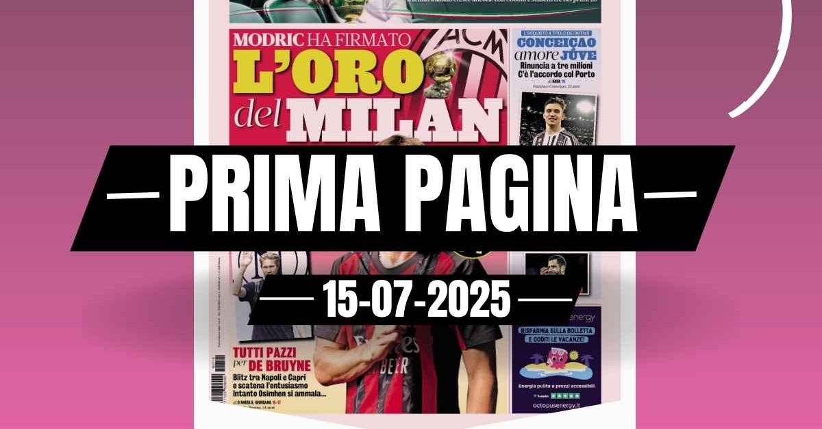 Prima pagina Gazzetta dello Sport: “Modric, l’oro del Milan”
