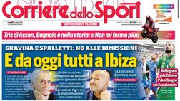 PRIMA PAGINA CORRIERE DELLO SPORT OGGI: “Buongiorno e Spinazzola: è la settimana del Napoli”