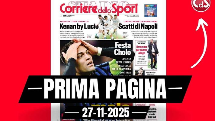 Prima pagina Corriere dello Sport: 'Milan, il mercato di gennaio per aiutare Allegri'