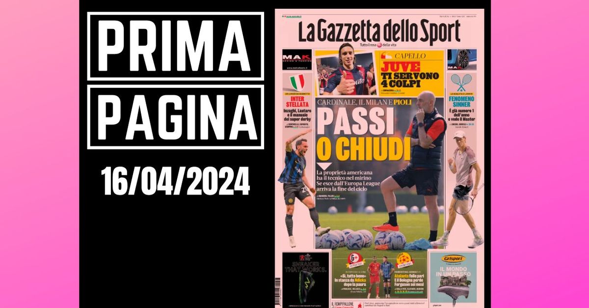 Prima pagina Gazzetta dello Sport: Milan, Pioli. Passi o chiudi