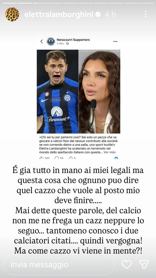 Elettra Lamborghini è una furia: “Non conosco questi calciatori, ormai vivo di querele”- immagine 3