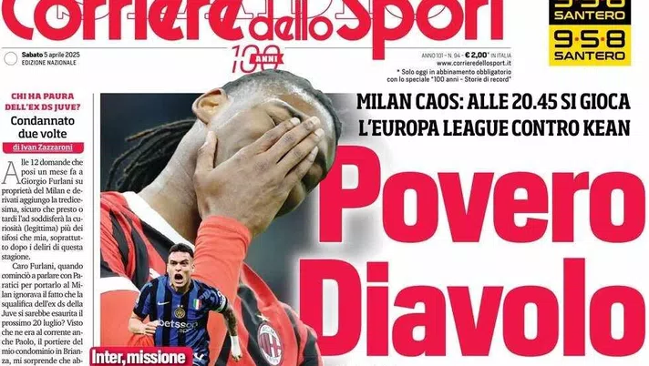 prima pagina corriere dello sport oggi