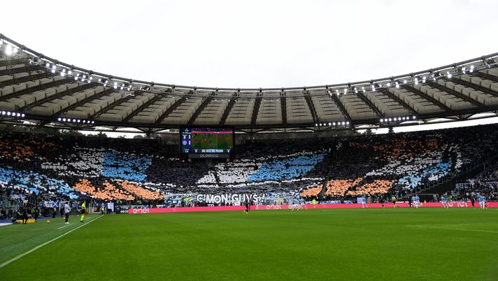 ROME, ITALY - JANUARY 04: Lazio supporters prior the Serie A match between SS Lazio and SSC Napoli at Stadio Olimpico on January 04, 2026 in Rome, Italy. (Photo by Marco Rosi - SS Lazio/Getty Images) Tifosi Lazio