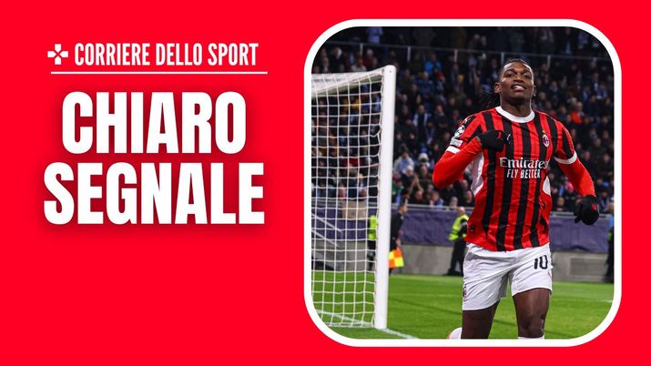 esultanza gol Rafael Leao AC Milan Slovan Bratislava-Milan 2-3 Champions League 2024-2025