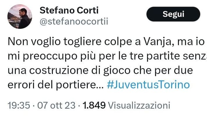 Juventus-Torino 2-0, le reazioni social: “Vanja ha le sue colpe ma non c’è un gioco” - immagine 1