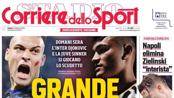 prima pagina corriere dello sport oggi